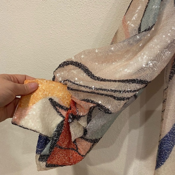 One33 Social Sequin Abstract-Print Full-Sleeve Dress Size 4 EUC - Picture 4 of 6